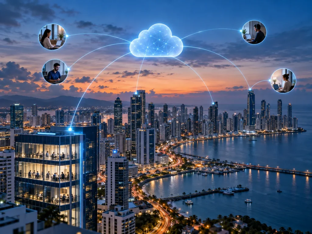 Sucursales y usuarios remotos conectados a un servicio de seguridad en la nube