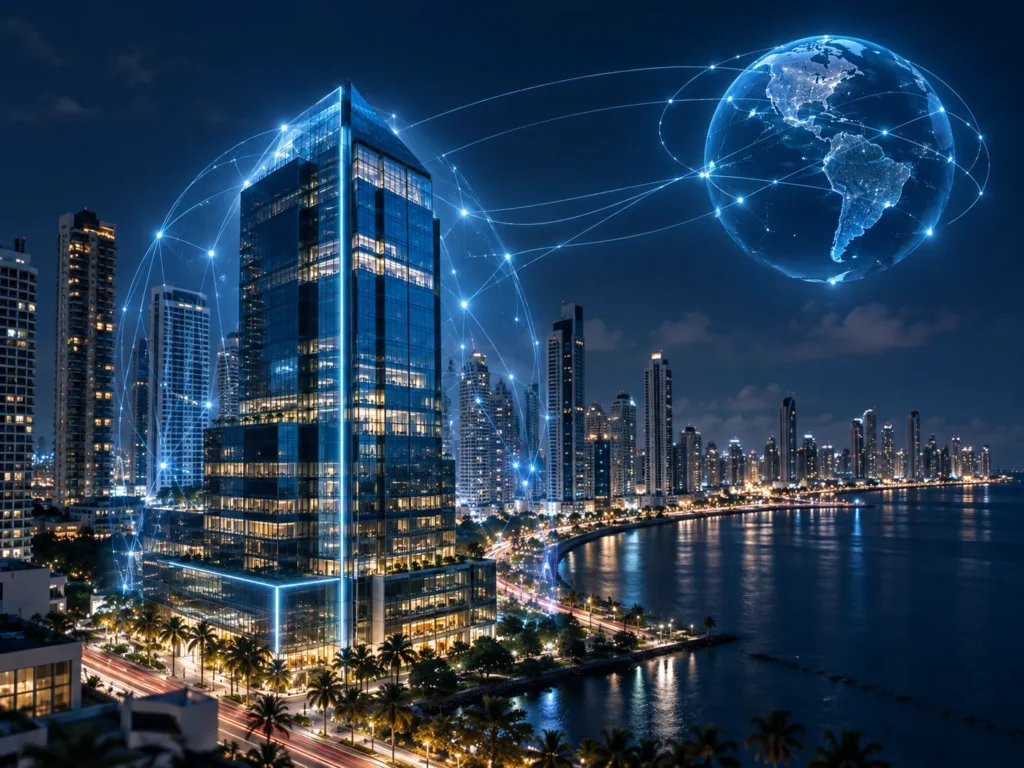 Edificio corporativo en Panamá protegido por una red global de conexiones seguras